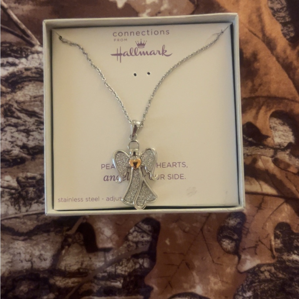 Hallmark Silver Feather Pendant Necklace